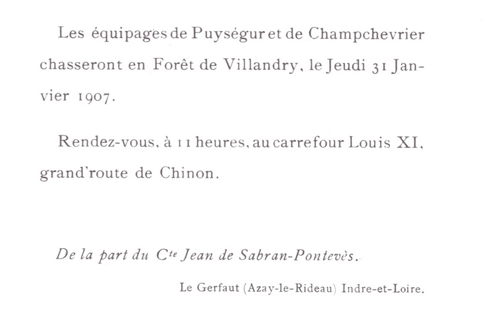 Equipage Puységur et Champchevrier - Tiré de l'ouvrage Deux Siècles de Vènerie à travers la France - H. Tremblot de la Croix et B. Tollu (1988)